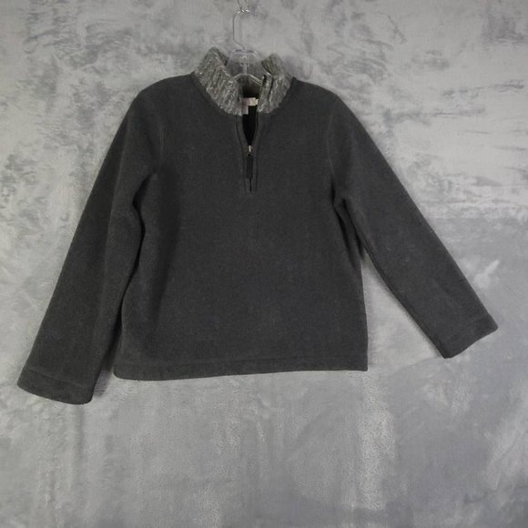 J.crew Jackets & Blazers - J Crew Womens Jacket Pullover Gray Fleece 1/4 Zip Wool Rib‎ Knit Neck Petites PS